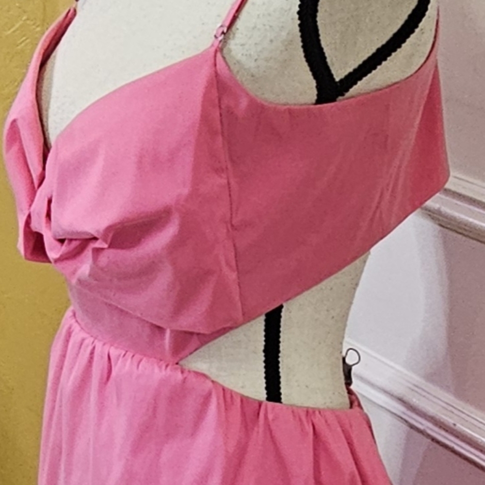 J.Crew Pink Bow-Front Midaxi Dress With Cut-Out Smocked Back,Size 18,NWT - Picture 11 of 16